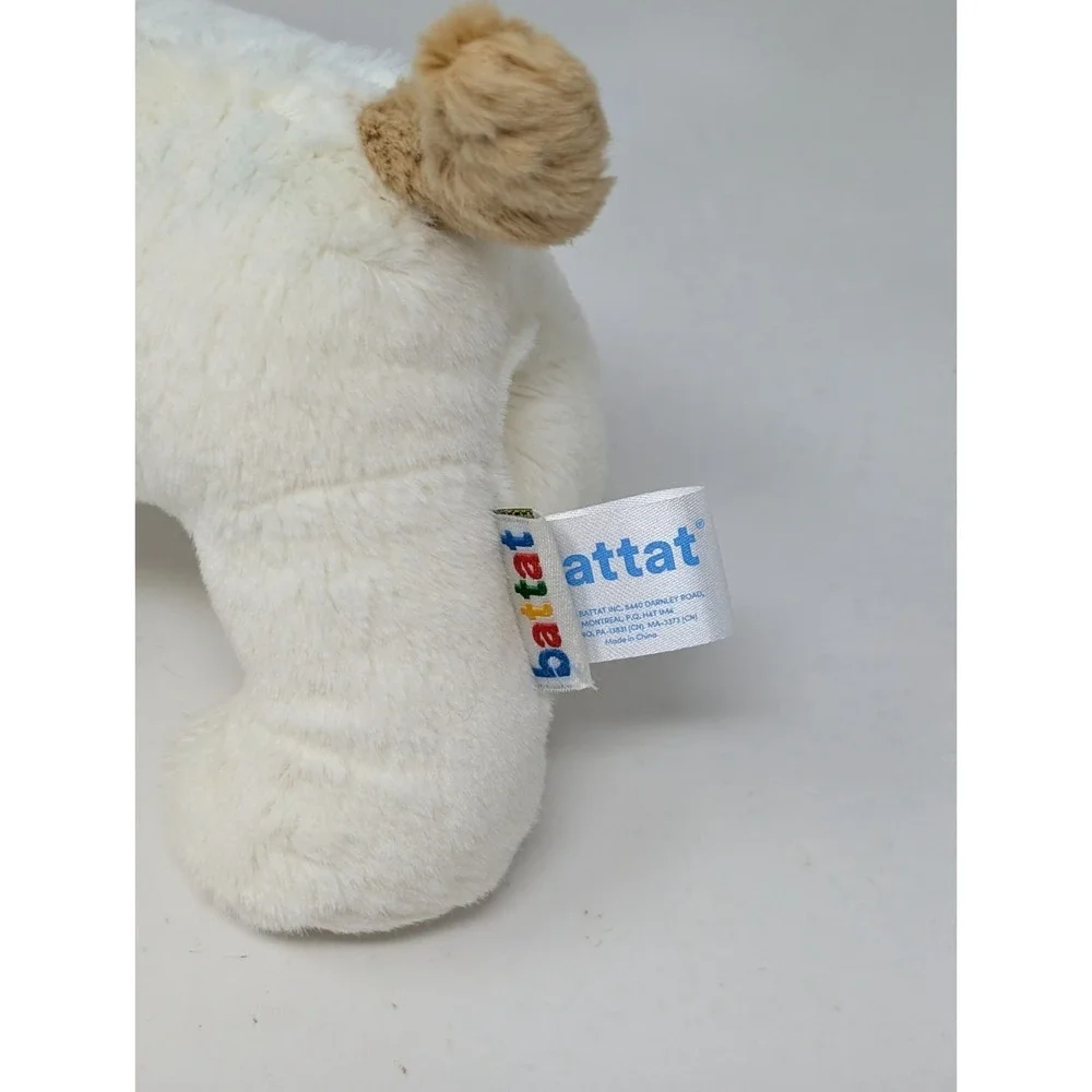 Battat Puppy‎ Dog Plush Red Collar Stuffed Animal Vintage Y2K Cute White Brown
